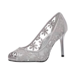 Adrianna PAPELL Women' WIDE WIDTH Frances Silver Mesh Heels Shoes Pumps | 10W